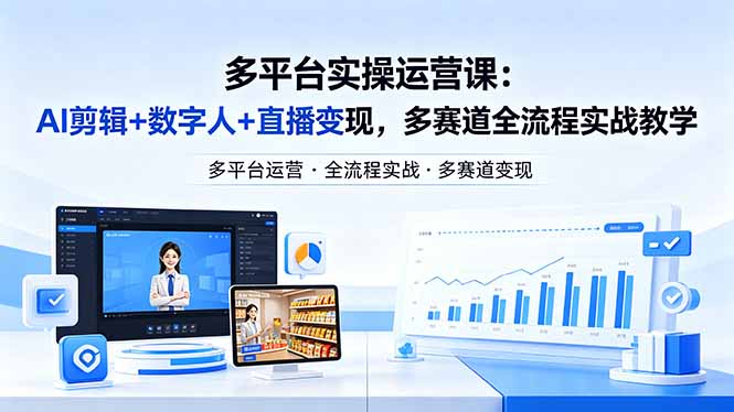 （18131期）某团队多平台实操运营课-更新26年4月20：AI剪辑+数字人+直播变现，多赛道全流程实战教学-悟空知识星球