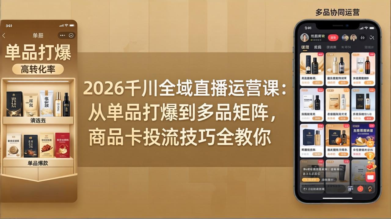（18028期）2026千川全域直播运营课：从单品打爆到多品矩阵，商品卡投流技巧全教你-悟空知识星球