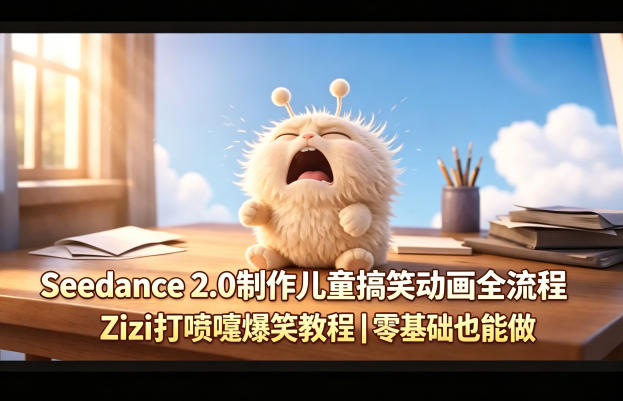 Seedance 2.0制作儿童搞笑动画全流程Zizi打喷嚏爆笑教程｜零基础也能做-悟空知识星球