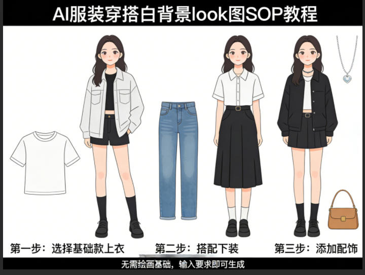 AI服装穿搭白背景look图SOP教程，不用会画画，提几句具体要求，AI就能还你一个奇迹-悟空知识星球
