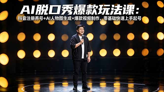 （18012期）AI脱口秀爆款玩法课：抖音注册养号+AI人物图生成+爆款视频制作，零基础快速上手起号-悟空知识星球