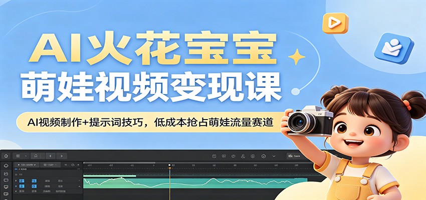 AI火花宝宝萌娃视频变现课：AI视频制作+提示词技巧，低成本抢占萌娃流量赛道-悟空知识星球