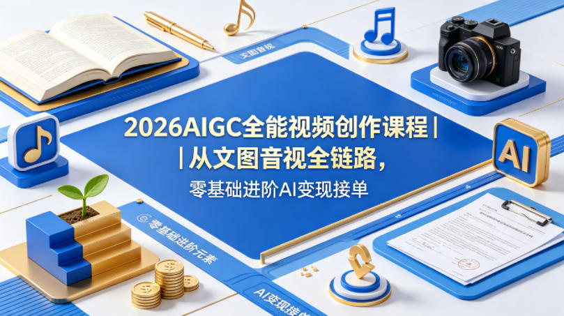2026AIGC全能视频创作课程｜从文图音视全链路，零基础进阶AI变现接单-悟空知识星球