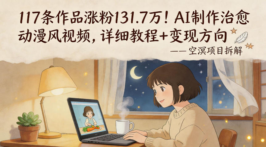 117条作品涨粉131.7W！AI制作治愈动漫风视频，详细教程+变现方向-悟空知识星球