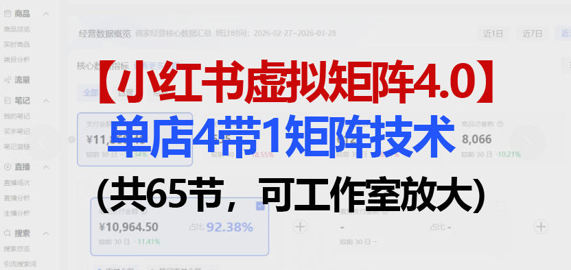 小红书虚拟矩阵4.0技术：单店4带1矩阵（共65节，可工作室放大）-悟空知识星球