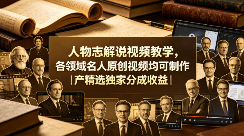 人物志解说视频教学，各领域名人原创视频均可制作丨精选独家分成收益-悟空知识星球