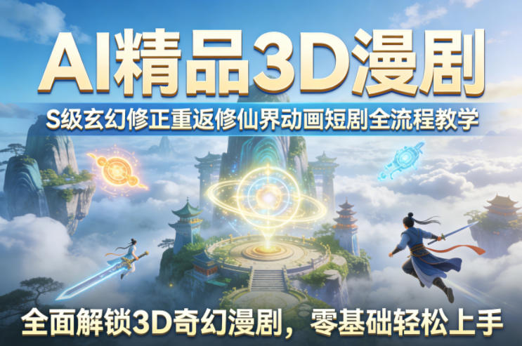 AI精品3D漫剧S级玄幻修正重返修仙界动画短剧全流程教学，全面解锁3D奇幻漫剧，零基础轻松上手-悟空知识星球