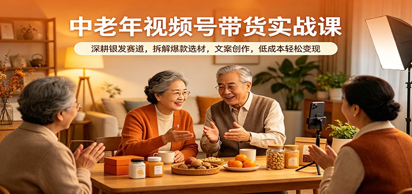 中老年视频号带货实战课：深耕银发赛道，拆解爆款选材，文案创作，低成本轻松变现-悟空知识星球