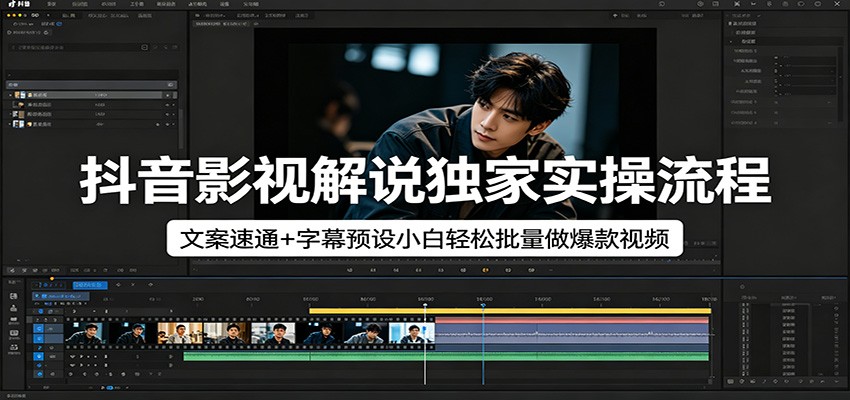抖音影视解说独家实操流程，文案速通+字幕预设小白轻松批量做爆款视频-悟空知识星球