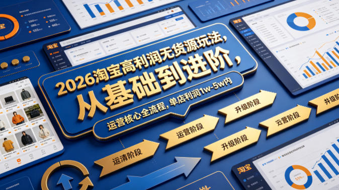 2026淘宝高利润无货源玩法，从基础到进阶，运营核心全流程，单店利润1w-5w内-悟空知识星球