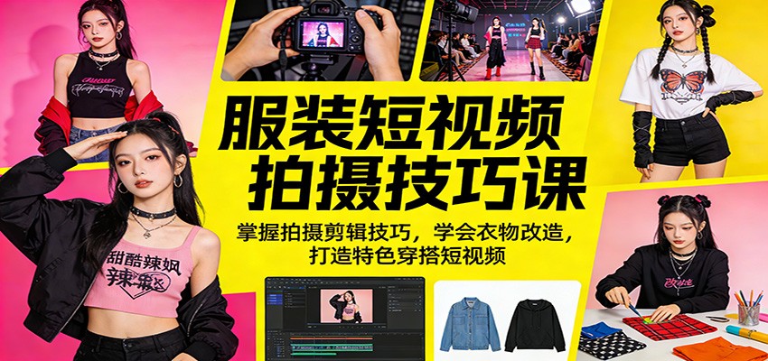 服装短视频拍摄技巧课:掌握拍摄剪辑技巧,学会衣物改造,打造特色穿搭短视频-悟空知识星球