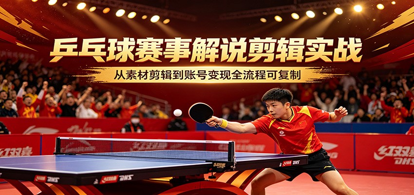 乒乓球赛事解说剪辑实战，从素材剪辑到账号变现全流程可复制-悟空知识星球