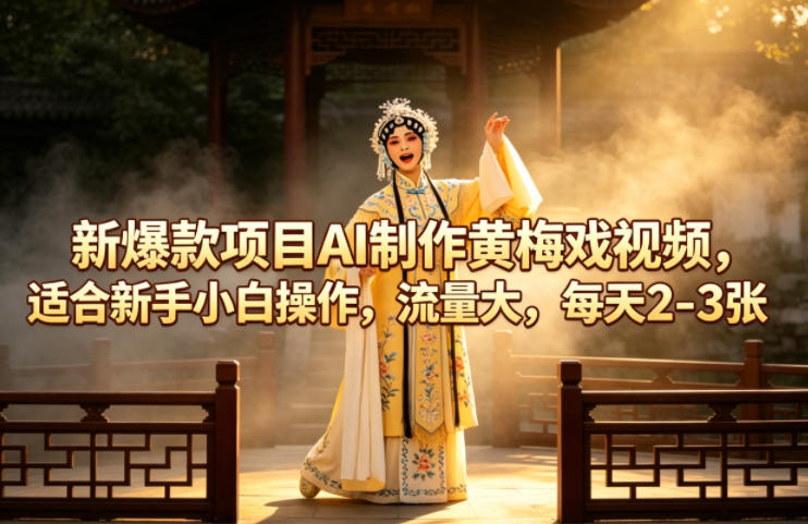 新爆款项目AI制作黄梅戏视频，适合新手小白操作，流量大，每天2-3张-悟空知识星球