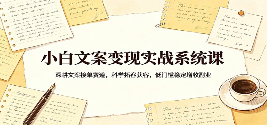 小白文案变现实战系统课：深耕文案接单赛道，科学拓客获客，低门槛稳定增收副业-悟空知识星球