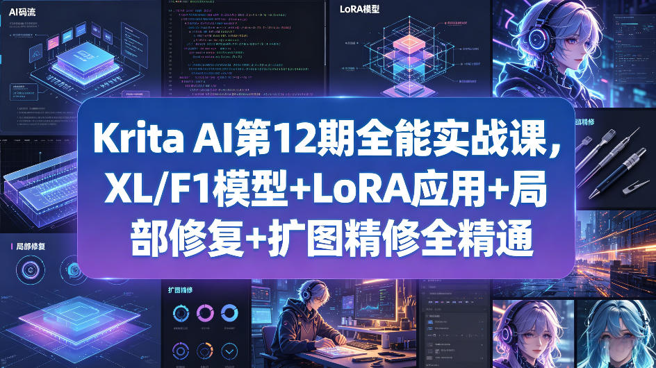 Krita AI第12期全能实战课，XL/F1模型+LoRA应用+局部修复+扩图精修全精通-悟空知识星球
