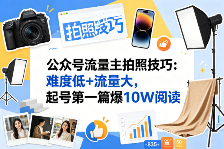 公众号流量主之拍照技巧赛道，难度低+流量大，起号第一篇就爆了10w阅读-悟空知识星球