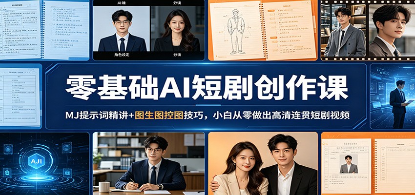 零基础AI短剧创作课：MJ提示词精讲+图生图控图技巧，小白从零做出高清连贯短剧视频-悟空知识星球