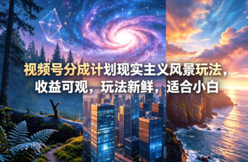 视频号分成计划现实主义风景玩法，收益可观，玩法新鲜，适合小白-悟空知识星球