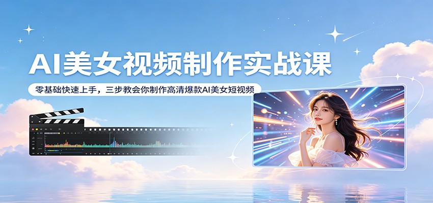 AI美女视频制作实战课：零基础快速上手，三步教会你制作高清爆款AI美女短视频-悟空知识星球