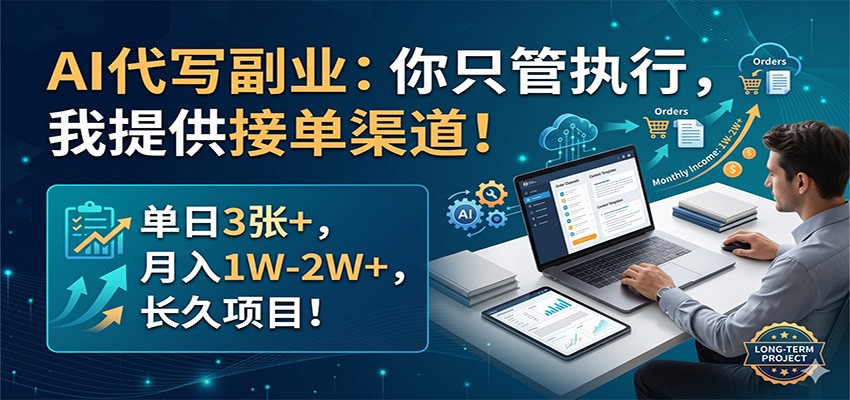 AI代写副业：你只管执行，我提供接单渠道！单日3张+，月入1W-2W+，长久项目-悟空知识星球