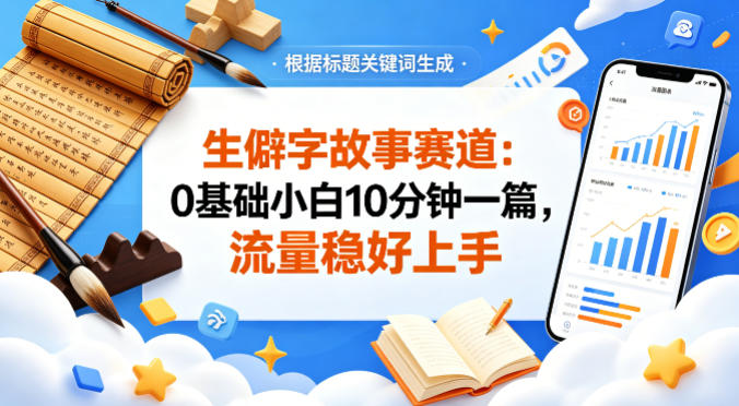 公众号流量主——生僻字故事赛道，流量稳，好上手，0基础小白也能10分钟一篇-悟空知识星球