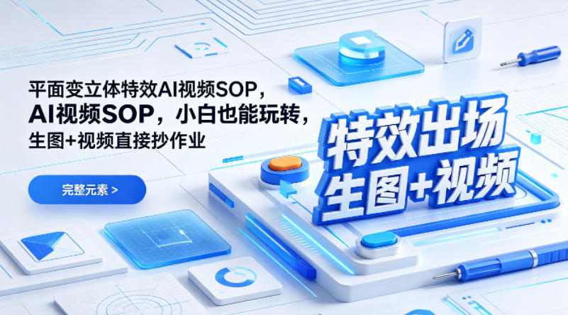 （特效出场）平面变立体特效AI视频SOP，小白也能玩转，生图+视频直接抄作业-悟空知识星球