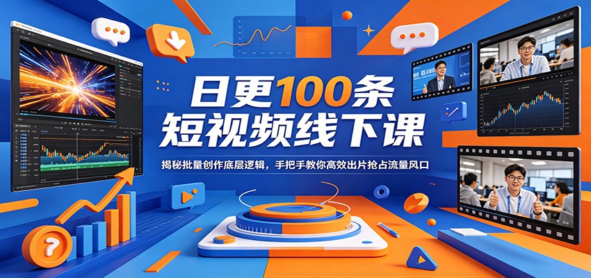 日更100条短视频线下课：揭秘批量创作底层逻辑，手把手教你高效出片抢占流量风口-悟空知识星球