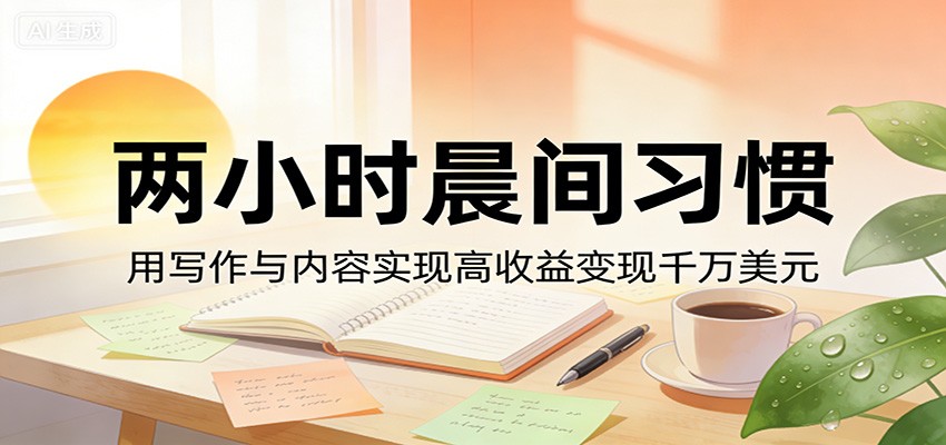 付费文章：两小时晨间习惯，用写作与内容实现高收益变现千万美元-悟空知识星球