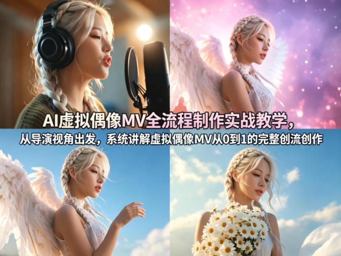 AI虚拟偶像MV全流程制作实战教学，从导演视角出发，系统讲解虚拟偶像MV从0到1的完整创作流程-悟空知识星球