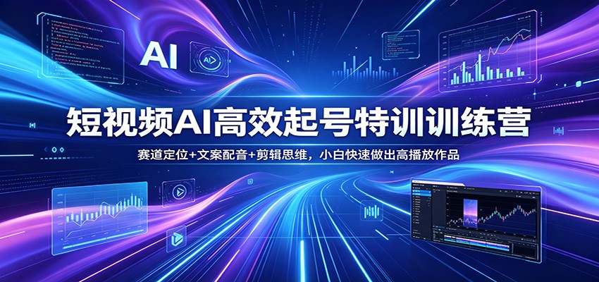 短视频AI高效起号特训训练营：赛道定位+文案配音+剪辑思维，小白快速做出高播放作品-悟空知识星球