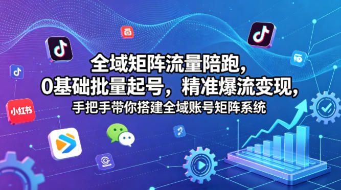 全域矩阵流量陪跑，0基础批量起号，精准爆流变现，手把手带你搭建全域账号矩阵系统-悟空知识星球
