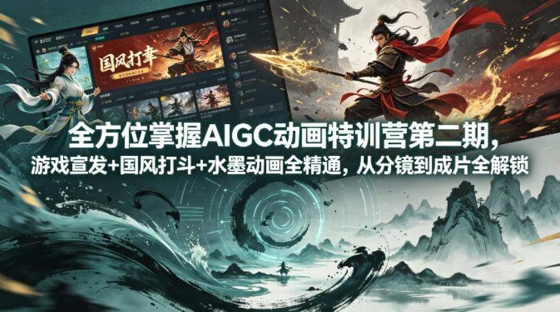 全方位掌握AIGC动画特训营第二期，游戏宣发+国风打斗+水墨动画全精通，从分镜到成片全解锁-悟空知识星球