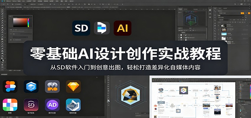 零基础AI设计创作实战教程：从SD软件入门到创意出图，轻松打造差异化自媒体内容-悟空知识星球
