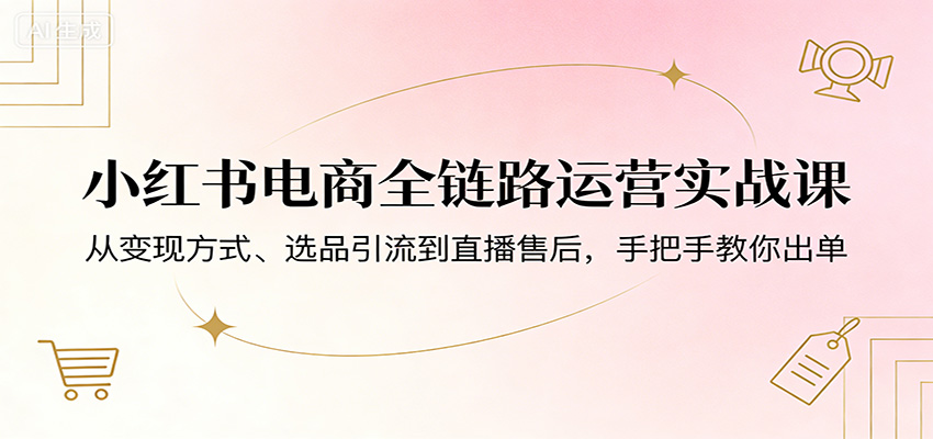 小红书电商全链路运营实战课：从变现方式、选品引流到直播售后，手把手教你出单-悟空知识星球