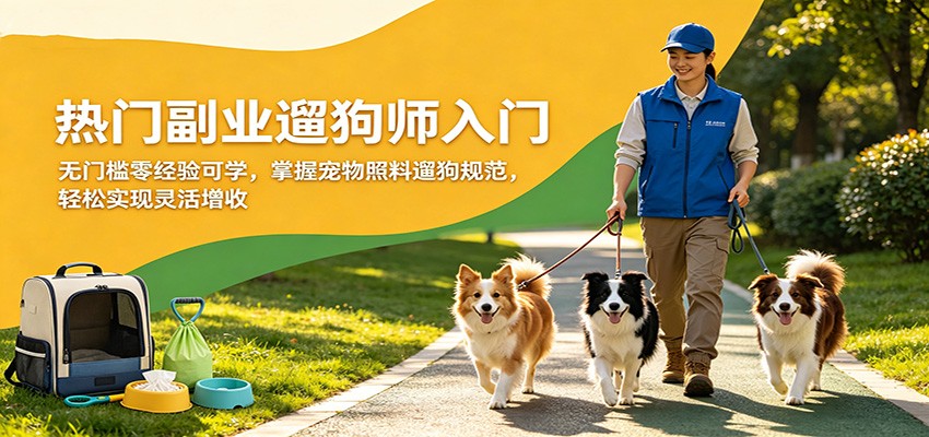 热门副业遛狗师入门，无门槛零经验可学，掌握宠物照料遛狗规范，轻松实现灵活增收-悟空知识星球