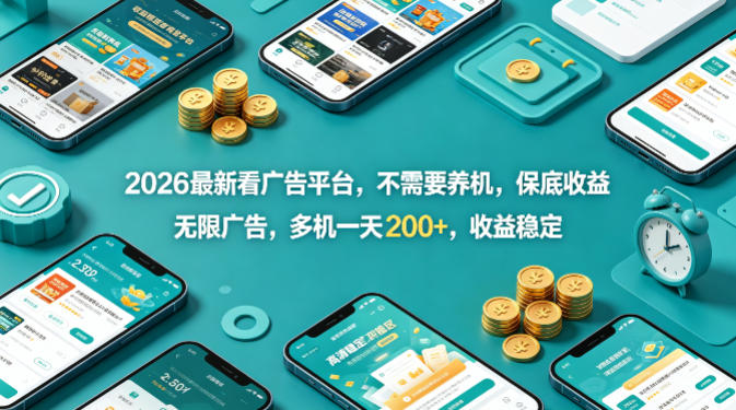2026最新看广告平台，不需要养机，保底收益，无限广告，多机一天200+，收益稳定【揭秘】-悟空知识星球