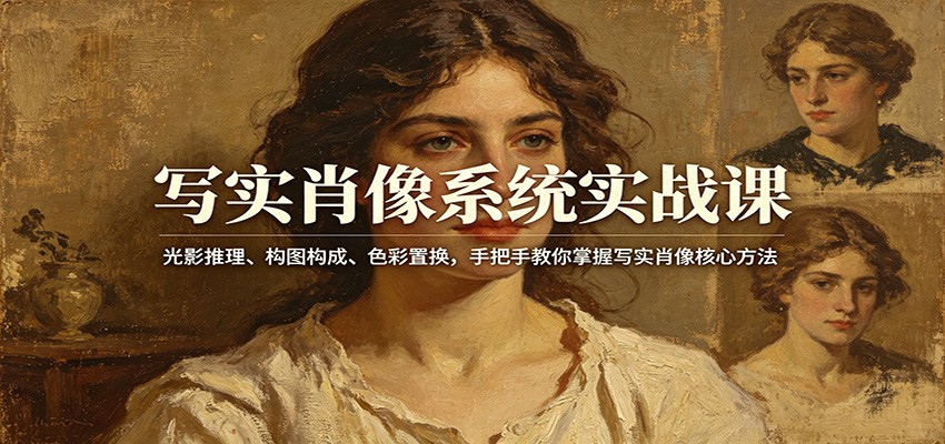 写实肖像系统实战课：光影推理、构图构成、色彩置换，手把手教你掌握写实肖像核心方法-悟空知识星球