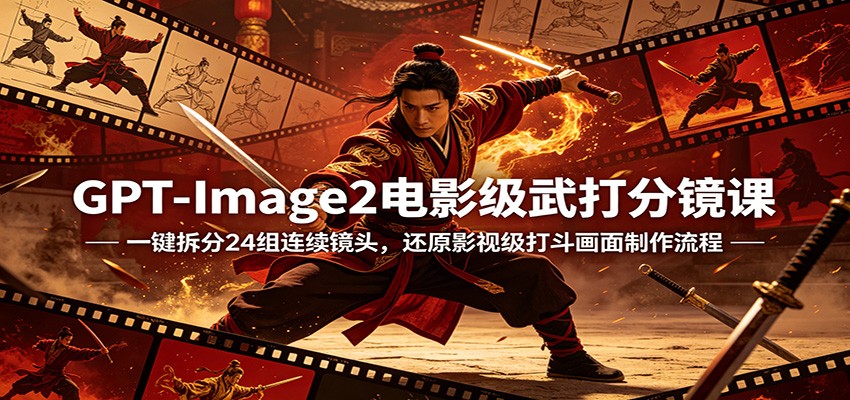 GPT-Image2电影级武打分镜课：一键拆分24组连续镜头，还原影视级打斗画面制作流程-悟空知识星球