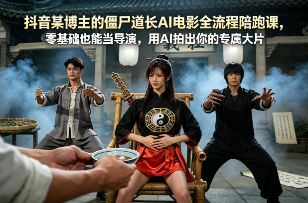 抖音某博主的僵尸道长AI电影全流程陪跑课，零基础也能当导演，用AI拍出你的专属大片-悟空知识星球