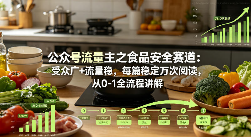公众号流量主之食品安全赛道，受众广+流量稳，每篇作品稳定万次阅读，从0-1全流程讲解-悟空知识星球