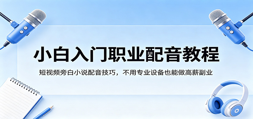 小白入门职业配音教程，短视频旁白小说配音技巧，不用专业设备也能做高薪副业-悟空知识星球