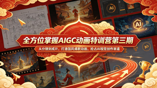 全方位掌握AIGC动画特训营第三期，从分镜到成片，打造国风爆款动画，抢占AI视觉创作赛道红利-悟空知识星球