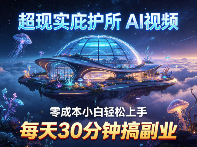 超现实庇护所AI视频项目拆解，零成本小白轻松上手，每天30分钟搞副业-悟空知识星球