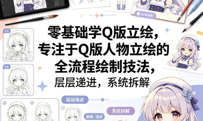 零基础学Q版立绘，专注于Q版人物立绘的全流程绘制技法，层层递进，系统拆解-悟空知识星球