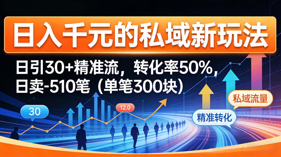 日入千米的私域新玩法:日引30+精准流,转化率50%,日卖5-10笔(单笔300米)-悟空知识星球