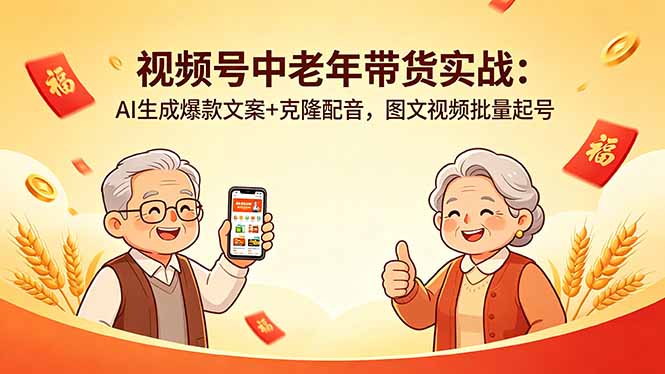 （18396期）视频号中老年带货实战：AI生成爆款文案+克隆配音，图文视频批量起号-悟空知识星球