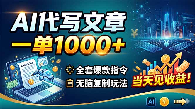 （18575期）AI代写文章，一单1000+，全套爆款指令+无脑复制玩法，当天见收益！-悟空知识星球