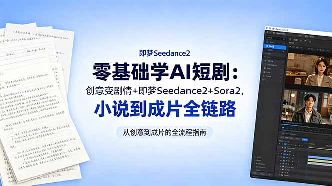 （18537期）零基础学AI短剧：创意变剧情+即梦Seedance2+Sora2，小说到成片全链路-悟空知识星球