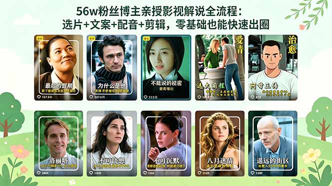（18579期）56万粉丝博主亲授影视解说全流程：选片+文案+配音+剪辑，零基础也能快速出圈-悟空知识星球