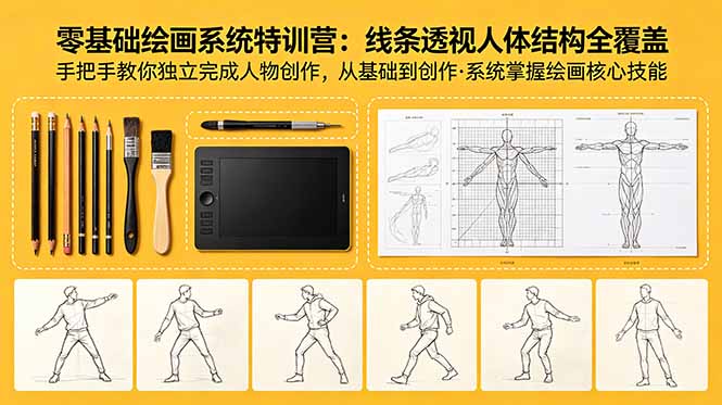 （18615期）零基础绘画系统特训营：线条透视人体结构全覆盖，手把手教你独立完成人物创作-悟空知识星球